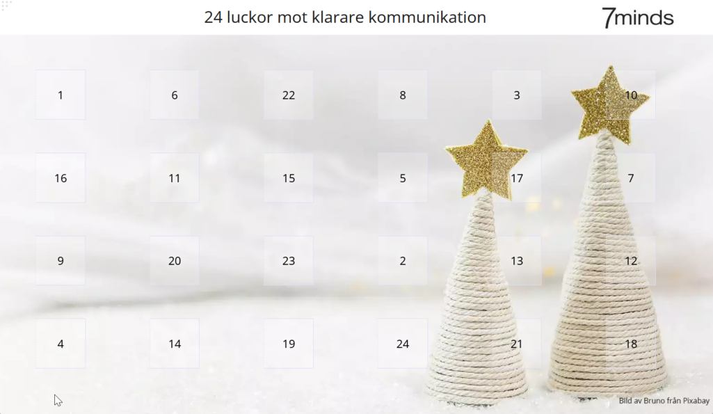 En julkalender med 24 luckor att öppna